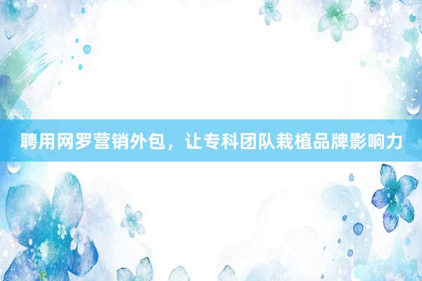 聘用网罗营销外包，让专科团队栽植品牌影响力